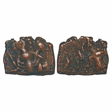 Later Kushanas, Imitation of Kanishka II, Copper Drachma, 1.66g, 11.21x14.94mm, Obv: King 