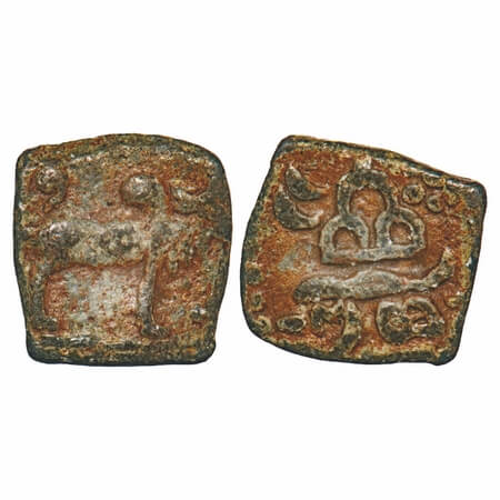Western Kshatrapas, Kardamaka Dynasty, Rudrasena II (c. 255-276 AD.), Lead Unit, 2.54g, 14