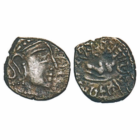 Guptas, Skandagupta (c. 455-480 AD), Silver Drachm, 1.08, 11.07x11.94mm, Bull type, Obv: P
