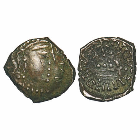 Guptas, Skandagupta (c. 455-480 AD), Silver Drachm, 1.72g, 12.96x14.62mm, Bull type, Obv: 