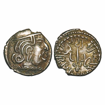 Maitrakas of Vallabhi, ‘Sharva Bhattaraka’ (c. AD 500-600), Silver Drachma, 1.84g, 13.68x1