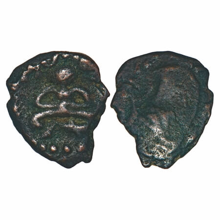 Rashtrakuta period (c. 600-700 AD), Khandesh region, Uninscribed type, Copper Unit, 1.53g,