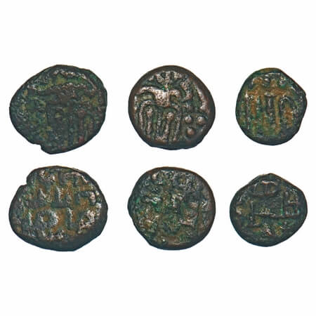 Later Pandyas of Madurai, Jatavarman Pandya II, (c. 1276-1301 AD), Copper Kasu (3 coins), 
