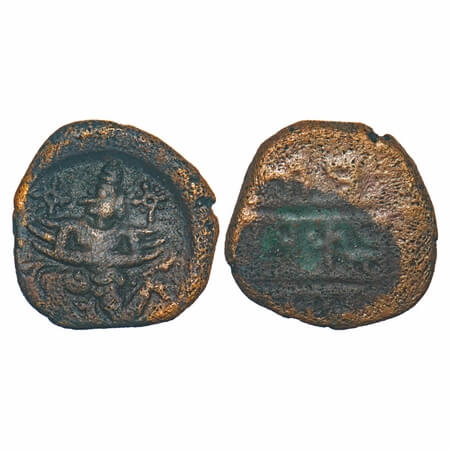 Vijayanagar Kingdom, Krishnadevaraya (c.1509-1530 AD), Copper, 3.68g, 15.00x14.82mm, Obv: 