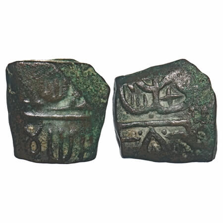 Malwa Sultanate, Copper Falus, 7.62g, Coin struck in the name of Rana Sangram of Mewar (AH