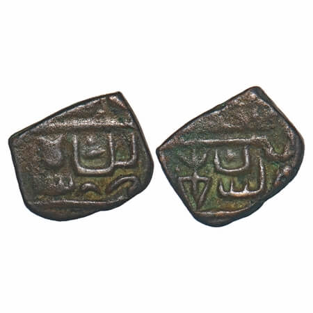 Malwa Sultanate, Copper 1/2 Falus, 3.75g, Coin struck in the name of Rana Sangram of Mewar