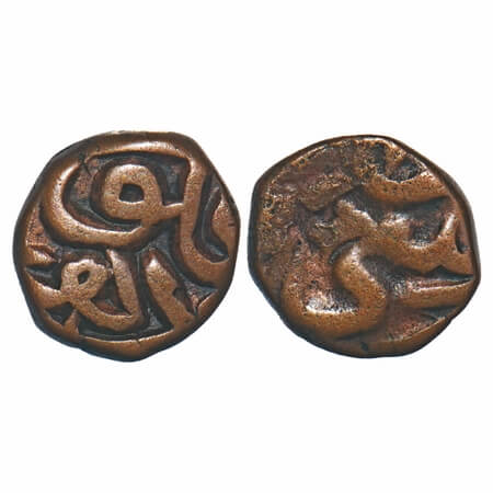 Akbar, Copper Damri, 2.47g, Delhi Mint. KM 11.1 type. Very Fine, Scarce.