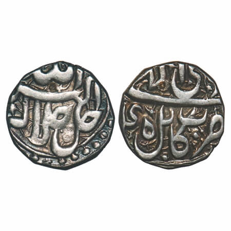 Akbar, Silver ½ Rupee, 5.64g, Kabul Mint, 48 RY, Ilahi month 'Di', with partly borders on 