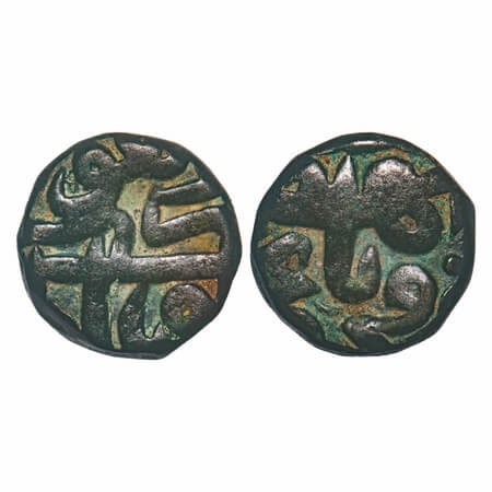 Akbar, Copper Dam, 20.16g, Adl Falus, Lahore Mint. KM Unlisted. Very Fine, Scarce.