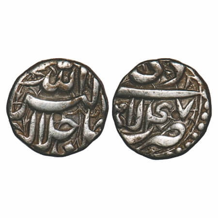Akbar, Silver ½ Rupee, 5.67g, Lahore Mint, Ilahi type, Month 'Di', Year 47. KM 66.3. Very 