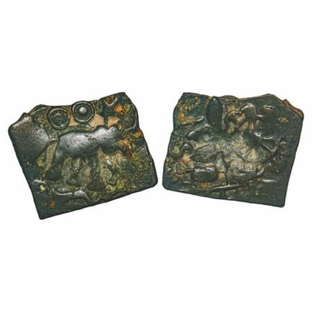 City State issue, Bhadravati, Vidarbha region, Copper Unit, 2.43g, 15.45x17.84mm, Overstru