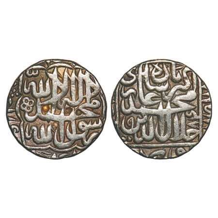 Akbar, Silver Rupee, 11.37g, Lahore Mint, AH 984. split date. A. Liddle S11. About Very Fi