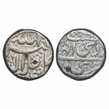 Akbar, Silver Rupee, 11.33g, Srinagar Mint, Ilahi type, Month 'Ardibihisht', year 49. KM 9