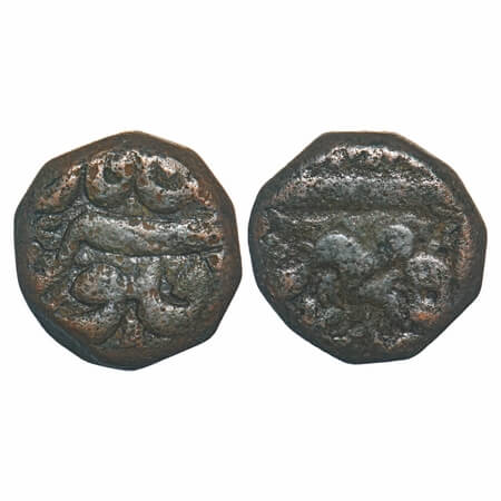 Akbar, Copper Dam, 20.00g, Sultanpur Mint, Ilahi unseen, Month 'Mihr'. KM 32.7 type. Very 