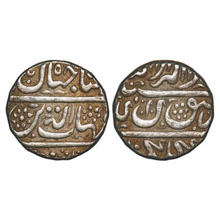 Shah Jahan I, Silver Rupee, 11.52g, Golkunda Mint, Undated type, legends crude style. KM 2