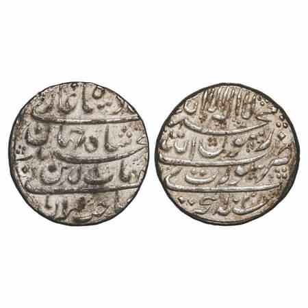 Shah Jahan I, Silver Rupee, 11.45g, Surat Mint, AH 1038, legend in four lines. KM 222.13.