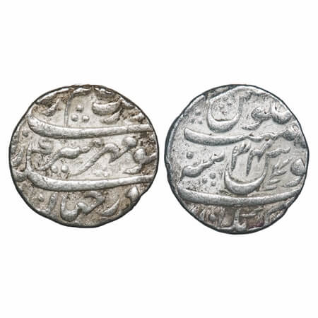 Aurangzeb, Silver Rupee, 11.54g, Akbarnagar Mint, 34 RY, Mehr e Munir type. KM 300.7. Very