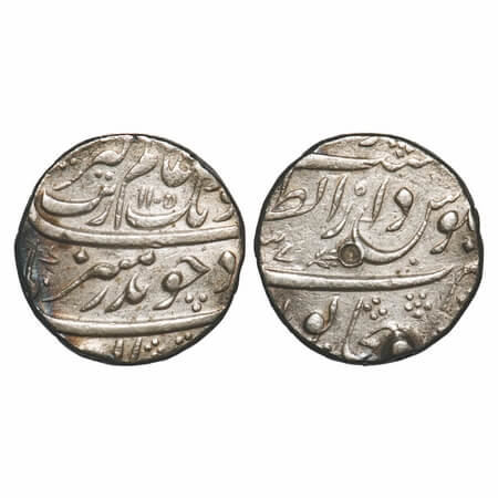 Aurangzeb, Silver Rupee, 11.38g, Dar ul Zafar Bijapur Mint, AH 1105/37 RY, with flower sym