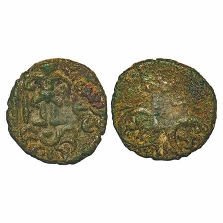 Post-Mauryan, Ujjaini Region, Uninscribed type, Copper Unit, 1.52g, 13.12x12.63mm, Obv: Ma