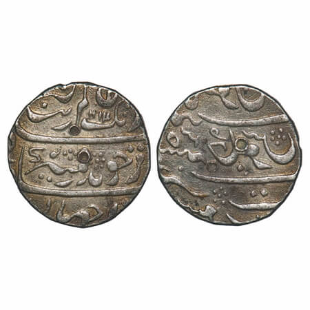 Aurangzeb, Silver Rupee, 11.22g, Surat Mint, AH 1114/35 RY, error reverse retrograde struc