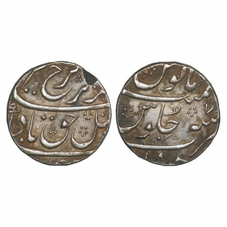 Farrukhsiyar, Silver Rupee, 11.59g, Junagarh Mint, 7 RY. KM 377.36. edgeknock, Toned Very 