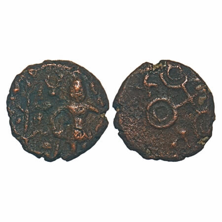 Post-Mauryan, Ujjaini Region, Uninscribed type, 3.01g, 13.62x13.89mm, Copper Unit, Obv: Ma