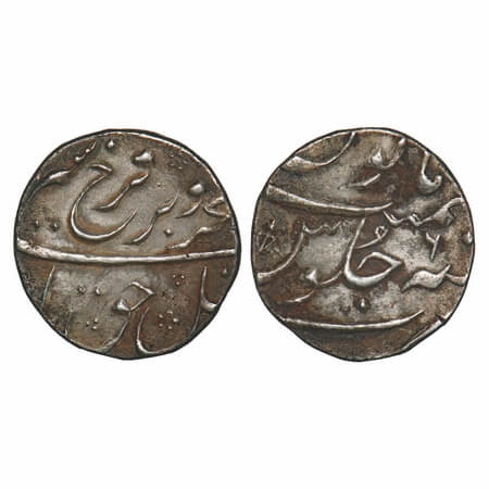 Farrukhsiyar, Silver 1/2 Rupee, 5.69g, (Surat) Mint, 6 RY. KM 375.2. Broad flan, Very Fine