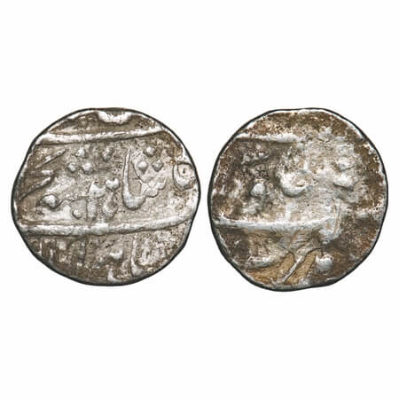Rafi-ud-Darjat, Silver ½ Rupee, 5.00g, Surat Mint, AH (1131)/ RY Ahad (1). KM 404.2. Fine+