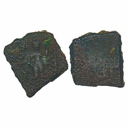 Post-Mauryan, Ujjaini Region, Copper Unit, 4.45g, 19.12x18.75mm, Obv: Female goddess stand