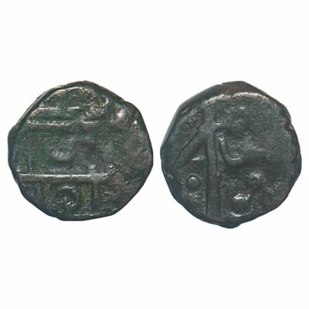 Maratha Confederacy, Copper Shivrai Paisa, 10.15g, Peshwai do dandi type, Obv: Shri Raja S