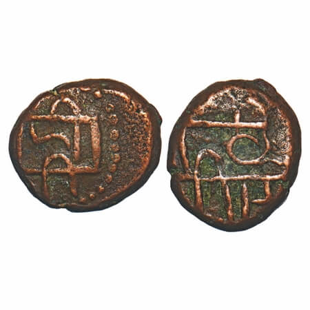 Marathas of Tanjore, Copper Cash, 3.27g, INO Chhatrapati Shivaji (1630-1680 AD), South Ind