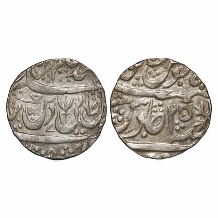 Maratha Confederacy, Silver Rupee, 11.08g, Kunar Hijri Mint, INO Shah Alam II, 25 RY, batt