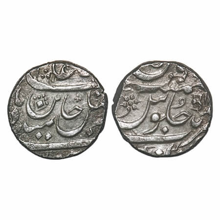 Maratha Confederacy, Silver Rupee, 11.08g, Mulher, Aurangnagar Mint, 11 RY (sic), INO Shah