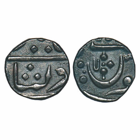 Maratha Confederacy, Silver 1/4 Rupee, 2.85g, (Pune Muhiyabad) Mint, Ankushi mark, INO Sha