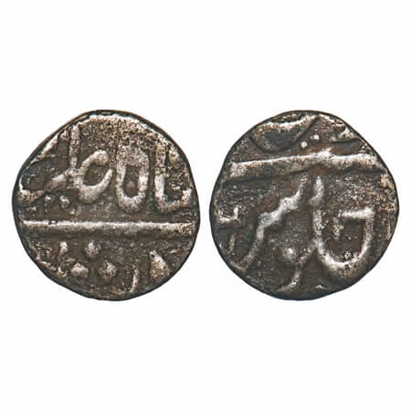 Maratha Confederacy, Silver 1/4 Rupee, 2.59g, (Pune) Mint, INO Shah Ai Gauhar, Farsi as mi