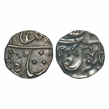 Maratha Confederacy, Silver ½ Rupee, 5.55g, Vaphgaon Mint, INO Shah Alam II. KM 156. Extre