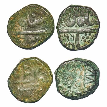 Nagpur Bhonsla, Copper Paisa, (2 Coins), 17.47 & 13.43g, (Nagpur) Mint, INO Shah Alam II, 