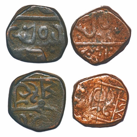 Nagpur Bhonsla, Copper Paisa, (2 Coins), 16.66 & 14.60g, (Nagpur) Mint, INO Shah Alam II, 