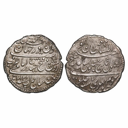 Mysore, Silver Rupee, 11.32g, Tipu Sultan, Patan Mint, AM 1217 (retro)/7 RY. KM # 126/Hend