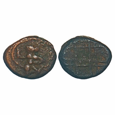 Mysore, Anonymous issue, Copper Kasu, 3.15g, 11.74x14.05mm, Obv: Hanuman facing to right s