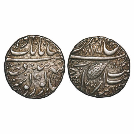 Sikh Empire, Silver Rupee, 11.13g, Ranjit Singh, Amritsar Mint, Nanak Shahi Couplet, leaf 