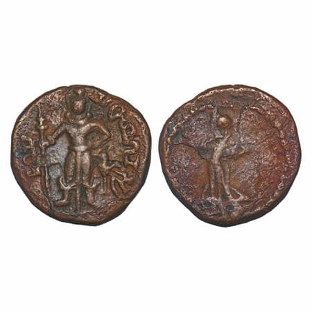 Yaudheya, Tribal Republic, (c. 200 BC), Karttikeya-Devasena type, Copper Unit, 9.83g, 23.6