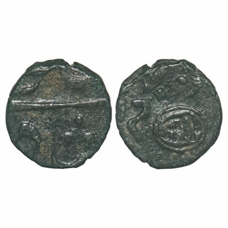 Bhaunagar, Copper Trambiyo, 2.14g, Thakurs of Bhaunagar, INO Shah Jahan III, 'Shri' overst