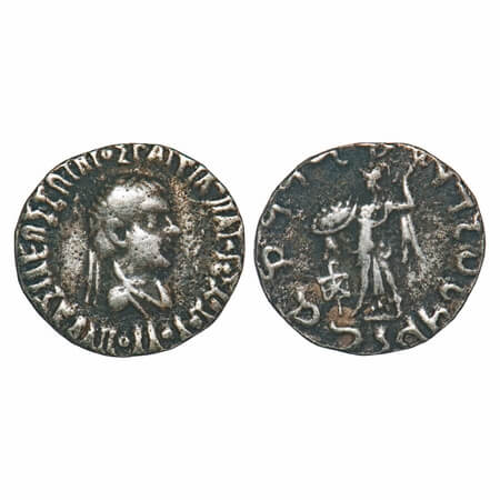 Indo-Greeks, Apollodotos II (c. 85-60 BC), Silver Drachma, 1.76g, 17.78x16.55mm, Obv: Bust