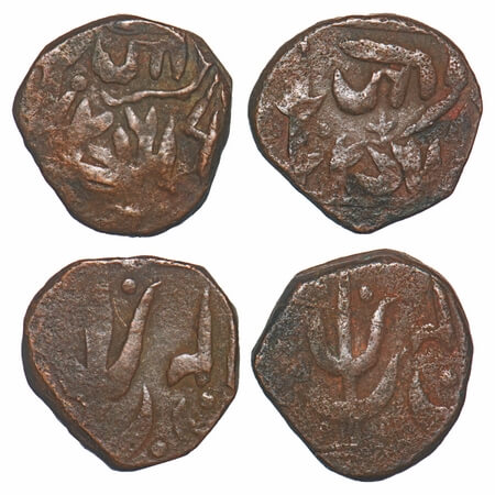 Gwalior, Copper Paisa (2 coins), 9.00g, Unattributed, INO Shah Alam II, with nagari 'Ji' o