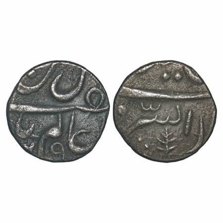 Gwalior, Silver 1/4 Rupee, 2.69g, Baija Bai - Regent for Jankoji Rao (AH 1243-1249/1827-18