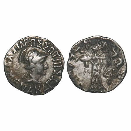 Indo Greek, Menander I (c. 160-145 BC), Silver Drachms, 2.42g, 17.20x17.29mm, Obv: Diademe