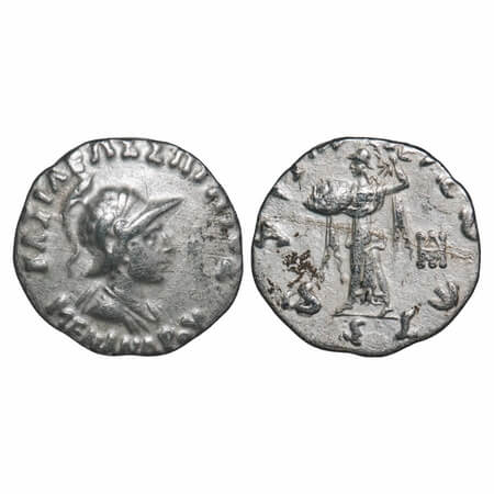 Indo Greek, Menander I (c. 160-145 BC), Silver Drachms, 2.30g, 16.01x16.71mm, Obv: Diademe