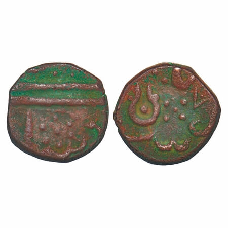 Indore, Copper ½ Anna, 14.34g, British Protectorate issues, INO Shah Alam II, Obv: Do dand
