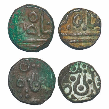 Indore, Copper ½ Anna, 14.09g, & 14.23g. (2 Coins), British Protectorate issues, INO Shah 